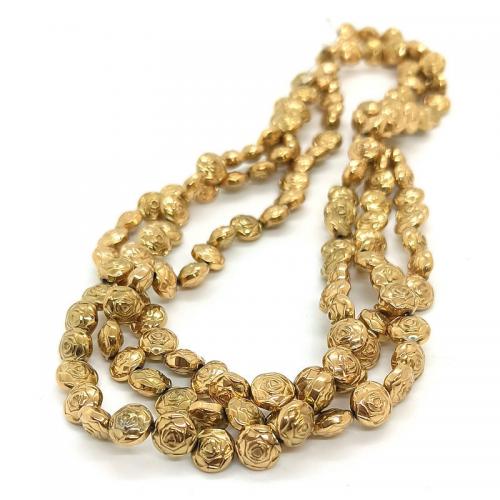 Nicht-magnetische Hämatit Perlen, Blume, goldfarben plattiert, DIY, goldfarben, 8mm, 51PCs/Strang, verkauft per 40 cm Strang