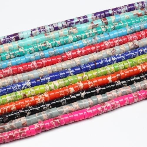 Gemstone Smycken Pärlor, Impression Jasper, DIY, fler färger för val, 3x6mm, Ca 110PC/Strand, Säljs av Strand