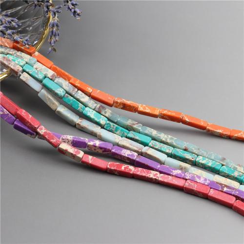 Gemstone smykker perler, Impression Jasper, Rektangel, du kan DIY, flere farver til valg, 4x13mm, Ca. 29pc'er/Strand, Solgt af Strand