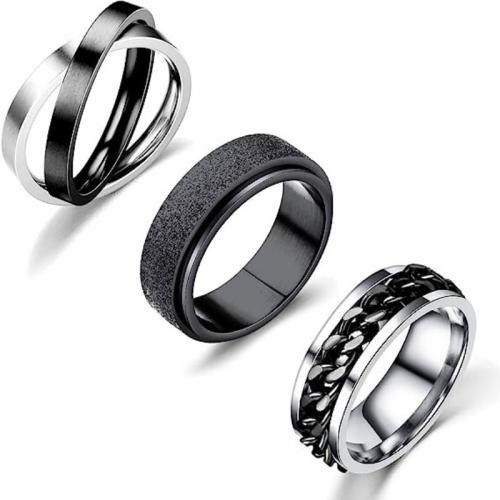 Stainless Steel Finger Ring 304 Stainless Steel three pieces & fashion jewelry & Unisex nickel lead & cadmium free Sold By Set