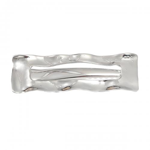 Alligator Hair Clip Zinc Alloy Square for woman & hollow silver color nickel lead & cadmium free Sold By PC