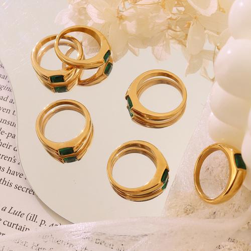 Cubic Zirconia Stainless Steel Finger Ring 304 Stainless Steel with Cubic Zirconia 18K gold plated fashion jewelry & Unisex nickel lead & cadmium free Width 5mm Sold By PC