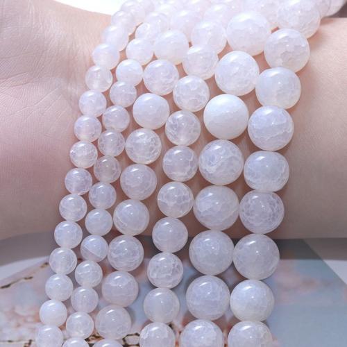Agate Beads, Ice Flower Agate, Round, polished, DIY & different size for choice, white, Sold Per Approx 38 cm Strand
