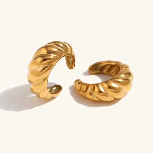 Fashion Earring Cuff and Wraps 316L Stainless Steel 18K gold plated fashion jewelry & for woman golden Sold By Pair