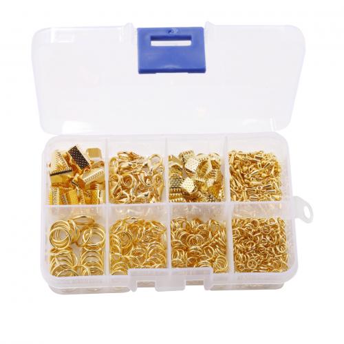 DIY ékszer kellékek, Cink ötvözet, -val Műanyag doboz & Vas, arany színű aranyozott, 8 cellás, nikkel, ólom és kadmium mentes, 160x66x23mm, Által értékesített Box
