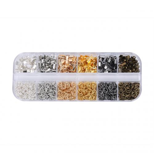 DIY Jewelry Supplies Iron with Plastic Box plated 12 cells mixed colors nickel lead & cadmium free Sold By Box