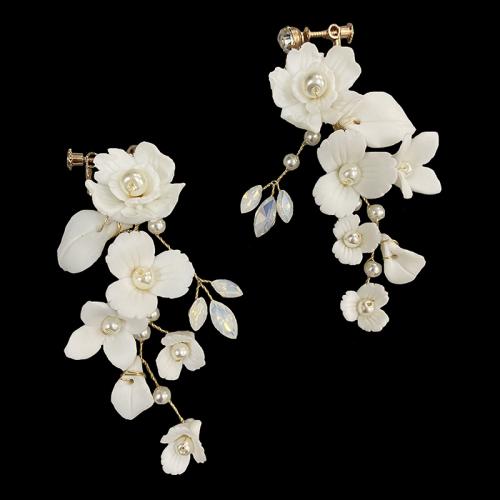 Bridal Earring Zinc Alloy with Porcelain & Crystal & Plastic Pearl fashion jewelry & for woman & with rhinestone nickel lead & cadmium free Sold By Pair