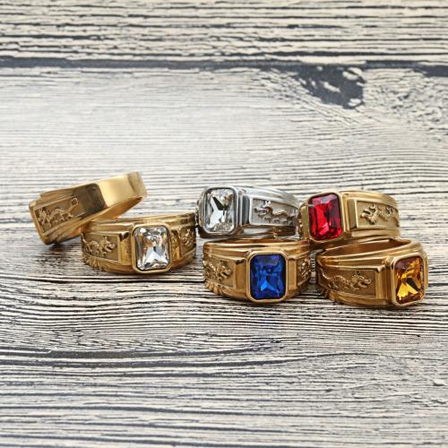 Kryształ ze stali nierdzewnej Ring Finger, Stal nierdzewna 304, ze Kryształ, biżuteria moda & dla obu płci & różnej wielkości do wyboru, dostępnych więcej kolorów, bez zawartości niklu, ołowiu i kadmu, Width 10mm, sprzedane przez PC