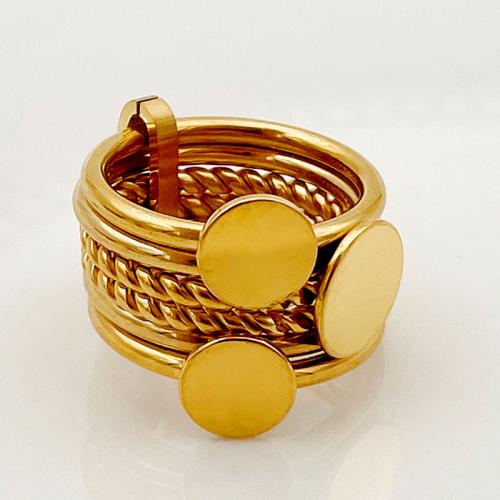 304 rostfritt stål Finger Ring, guldfärg pläterade, olika storlek för val & för kvinna & ihålig, Storlek:6-9, Säljs av PC