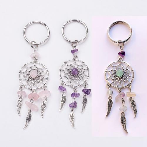Bag Purse Charms Keyrings Keychains Zinc Alloy with Natural Gravel Unisex nickel lead & cadmium free Sold By PC