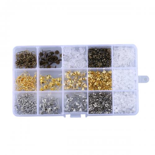 DIY Jewelry Supplies Iron with Plastic Box & Zinc Alloy plated 15 cells mixed colors nickel lead & cadmium free Sold By Box