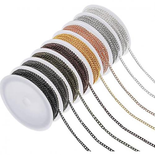 Jern smykker kæde, forgyldt, 8 farver & du kan DIY, flere farver til valg, nikkel, bly & cadmium fri, 2.50x4mm, 8Spoler/Lot, Ca. 3m/Spool, Solgt af Lot