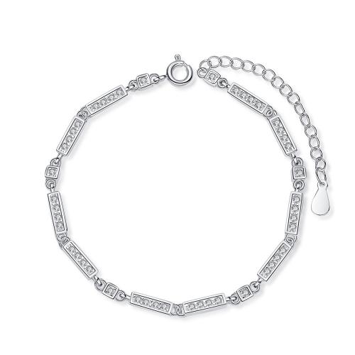 Bracelet cubique en laiton zircon pavent, avec 5cm chaînes de rallonge, bijoux de mode & pavé de micro zircon & pour femme, protéger l'environnement, sans nickel, plomb et cadmium, Longueur Environ 16 cm, Vendu par PC