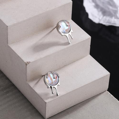Brass Stud Earring with Moonstone fashion jewelry & for woman nickel lead & cadmium free Sold By Pair