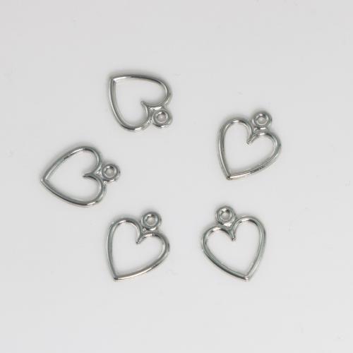 Pingentes de coração de liga de zinco, banhado, DIY, prateado, 11.50x14mm, vendido por PC