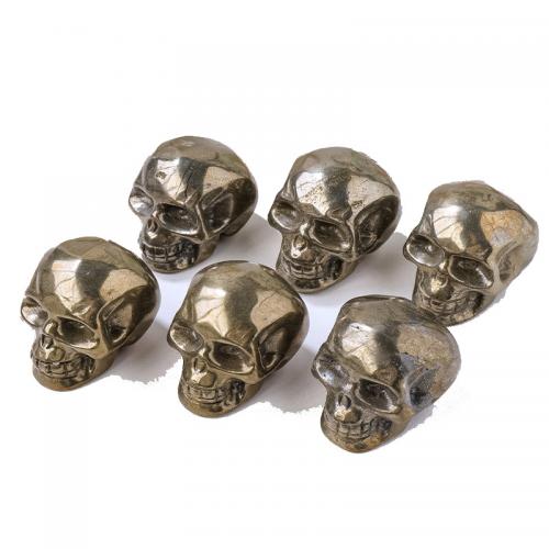 Fashion Decoration Chalcopyrite Skull Carved Halloween Design & for home and office Length about 4.7cm Width about 3.5-4cm Hight about 3.7cm Sold By PC