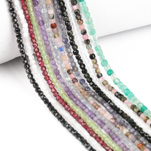 Gemstone smykker perler, Ædelsten, Square, du kan DIY & forskellige materialer til valg, flere farver til valg, 3mm, Ca. 150pc'er/Strand, Solgt af Strand