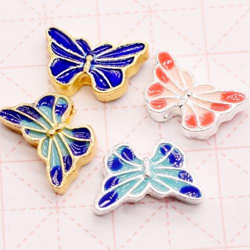 Imitation Cloisonne Zinc Alloy Beads Butterfly plated DIY & enamel nickel lead & cadmium free Sold By PC