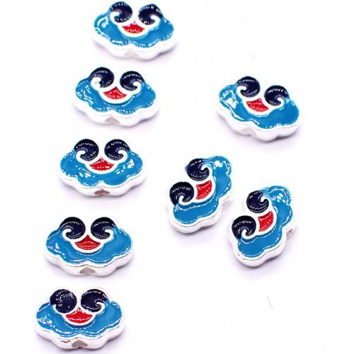 Zinc Alloy Jewelry Beads Cloud plated DIY & enamel blue nickel lead & cadmium free Sold By PC