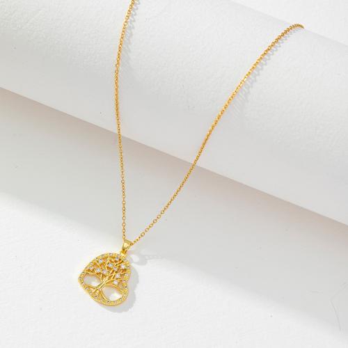 Cubic Zircon Micro Pave Brass Necklace real gold plated micro pave cubic zirconia & for woman Sold By PC