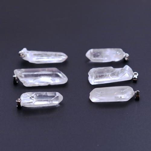 Pingentes quartzo natural, Cristal branco, joias de moda & DIY, limpo, Length about 8x30mm,Hight about 15x50mm, vendido por PC