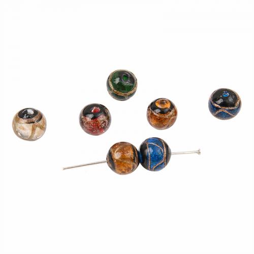 Ručno lampwork perle, s Zlatna folija, Krug, možete DIY & različite veličine za izbor, više boja za izbor, Prodano By PC