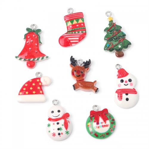 Resin Christmas Pendant with Zinc Alloy & Christmas Design & DIY Sold By Bag