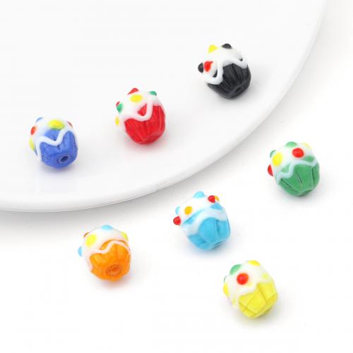 Ručno lampwork perle, Torta, možete DIY, više boja za izbor, 11x12mm, Rupa:Približno 1mm, 2računala/Torba, Prodano By Torba