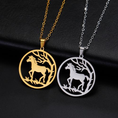 Stainless Steel Jewelry Necklace 304 Stainless Steel with 5CM extender chain Horse plated for woman & hollow Length 45 cm Sold By PC