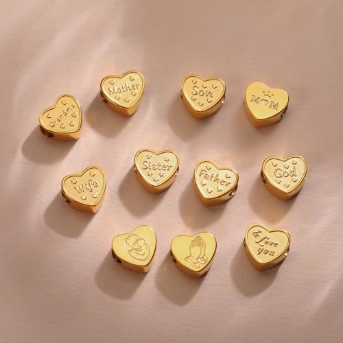 Edelstahl-Beads, 304 Edelstahl, Herz, plattiert, DIY & verschiedene Muster für Wahl & für Frau, keine, 10.60x11.60mm, verkauft von PC