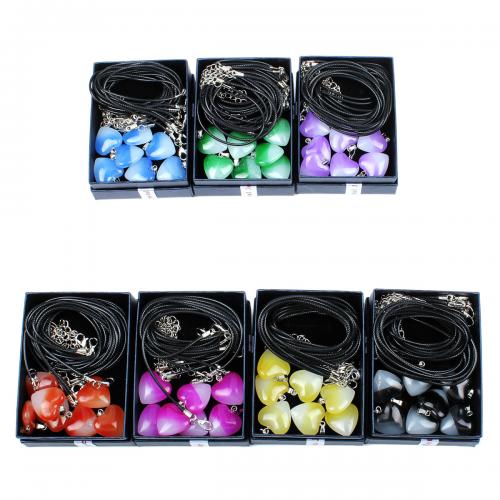 Glass Beads Necklaces with Korean Waxed Cord Heart fashion jewelry Length Approx 40 cm Sold By Box