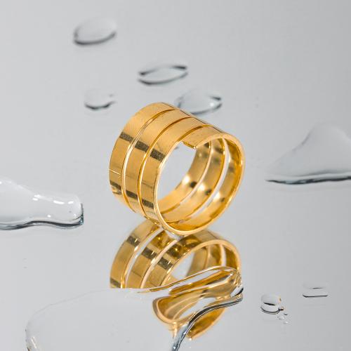 Stainless Steel Finger Ring 304 Stainless Steel plated fashion jewelry golden Ring 1.72cm Sold By PC