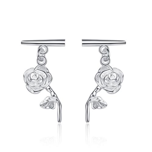Brass Stud Earring Rose plated fashion jewelry & for woman nickel lead & cadmium free Sold By Pair