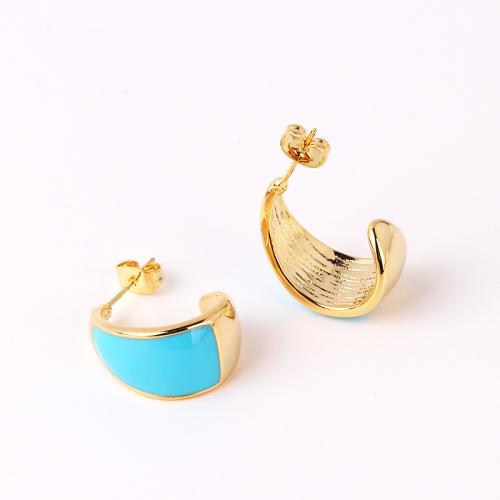 Brass Stud Earring plated for woman & enamel Sold By Pair