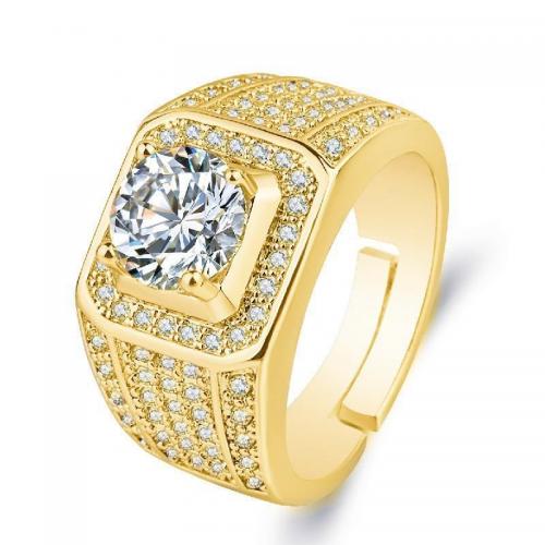 304 Stainless Steel Cuff Finger Ring Geometrical Pattern plated micro pave cubic zirconia & for man US Ring Sold By PC