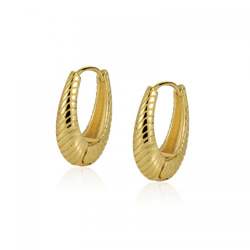 Brass Huggie Hoop Earring Letter U gold color plated vintage & for woman Sold By Pair