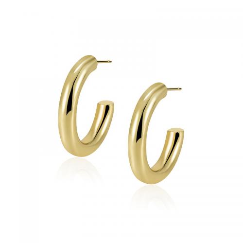 Brass Stud Earring Letter C 18K gold plated & for woman Sold By Pair