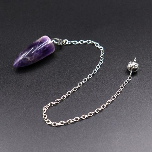 Gemstone Pendants Jewelry Natural Stone with Iron Bullet silver color plated fashion jewelry Length Approx 20 cm Sold By PC