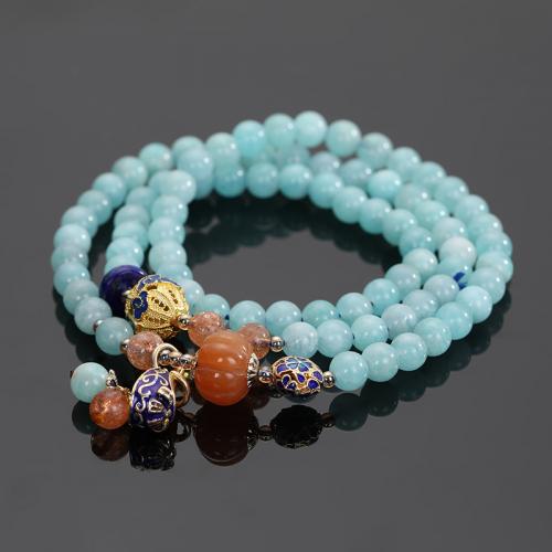 Natural Amazonite Bracelets ​Amazonite​ with Chalcedony & Brass & Zinc Alloy plated fashion jewelry & multilayer & Unisex & enamel Length Approx 54 cm Sold By PC