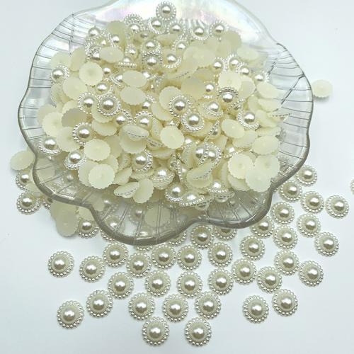 Hair Accessories DIY Findings, Plastic Pearl, Flower, different size for choice, white, Sold By Bag