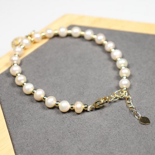 Freshwater Cultured Pearl Bracelet Brass with Freshwater Pearl with 5cm extender chain Pineapple 18K gold plated fashion jewelry & micro pave cubic zirconia & for woman nickel lead & cadmium free Length Approx 17 cm Sold By PC