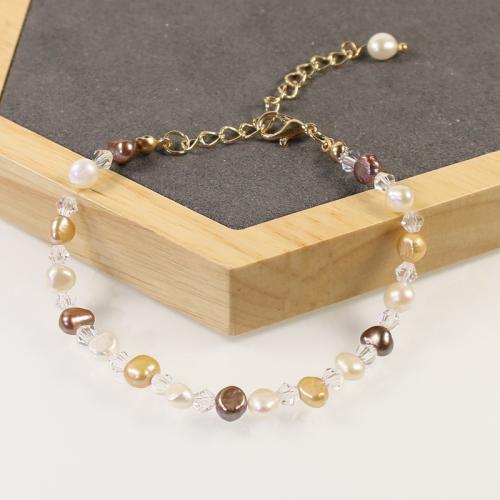 Freshwater Cultured Pearl Bracelet Brass with Freshwater Pearl with 5cm extender chain high quality plated fashion jewelry & micro pave cubic zirconia & for woman nickel lead & cadmium free Length Approx 17 cm Sold By PC