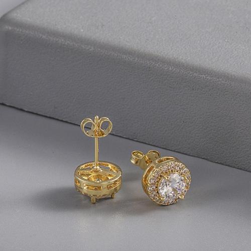 Cubic Zirconia Micro Pave Brass Earring plated fashion jewelry & micro pave cubic zirconia & for woman nickel lead & cadmium free 10mm Sold By Pair