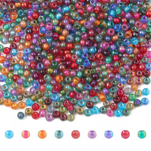 Átlátszó üveg Seed Beads, Üveg, Drum, DIY, több színt a választás, 4mm, Lyuk:Kb 1mm, Kb 150PC-k/Bag, Által értékesített Bag