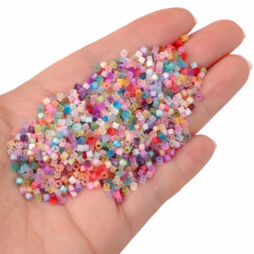 Uigennemsigtig glas frø perler, Kolonne, du kan DIY, flere farver til valg, 2.50mm, Hole:Ca. 1mm, Ca. 740pc'er/Bag, Solgt af Bag