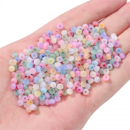 Uigennemsigtig glas frø perler, Runde, du kan DIY, flere farver til valg, 4mm, Hole:Ca. 1mm, Ca. 150pc'er/Bag, Solgt af Bag