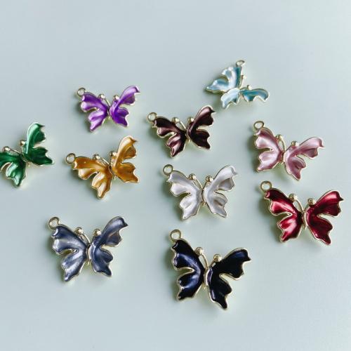 Tibetan Style Animal Pendants, Butterfly, stoving varnish, DIY, more colors for choice, nickel, lead & cadmium free, 19x23x4mm, 10PCs/Bag, Sold By Bag