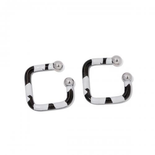 Stainless Steel Lever Back Earring 304 Stainless Steel Square fashion jewelry & for woman & enamel nickel lead & cadmium free Sold By Pair