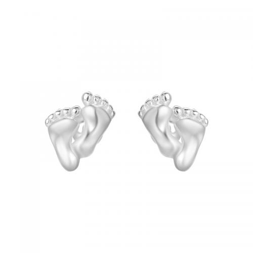 925 Sterling Silver Stud Earrings Foot plated for woman silver color Sold By Pair