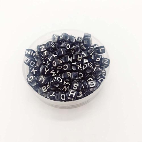Acrylic Jewelry Beads Square painted DIY black Sold By Bag